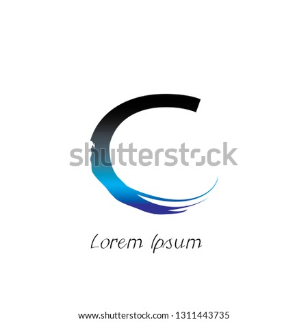 C Letter Logo Icon. Black Brush Letters Design with Art Brush Design and Gradient Fill