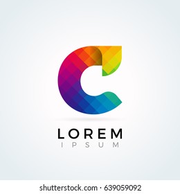 C Letter Logo Icon Colorful Abstract Mosaic Pattern Design template Element in uppercase