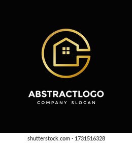 C letter logo Icon design golden color for real estate company 