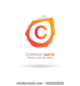 C Letter logo icon. Modern full color gradation design with unique shape for creative use. Vector illustration