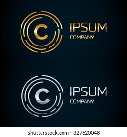 C letter logo icon template.symbol,line style letter,logotype,modern,company name brand.round,rings,circle,premium concept