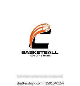 C letter logo initial Basketball Swoosh.