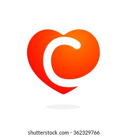C letter logo inside heart for st. Valentine's day design. Vector design template elements for your application or corporate identity.