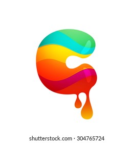 C letter logo with juice splash, waves and drops. Vector design template elements for your application or corporate identity.