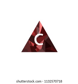 C Letter Logo With Low poly Triangle Background
