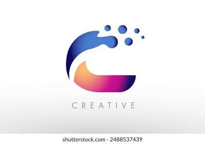 C letter Logo made of Bubbles or Dots. Creative alphabet icon dot c logo design vector Modern Style Illustration.