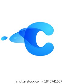 C letter logo made of clear water and dew drops. You can use it in your eco friendly identity, organic emblem, blue watercolor design and others. 