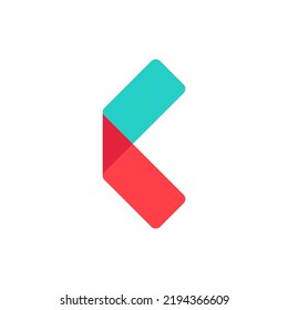 Logo de la letra C hecho de líneas superpuestas. Icono de estilo origami multicolor de papel vectorial. Perfecto para el arte aplicado colorido, diseño infantil, publicidad vibrante, embalaje de mosaicos, identidad multimedia.