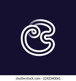 Logo de la letra C hecho de dos líneas paralelas blancas sobre fondo negro. Icono de bucle infinito. Un elegante emblema que se apodera. Ideal para aplicaciones dinámicas, diseño minimalista, identidad deportiva, adv tecnológica.