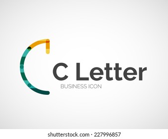 C letter logo, minimal line design, business icon