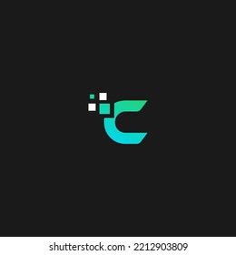 Logo de la letra C. Signo de la idea del logotipo de tecnología moderna. Icono de vector de emblema universal.  C elementos de plantilla de diseño de logotipo de tecnología. Logo de la tecnología.