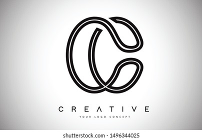 C Letter Logo Monogram Design. Creative C Letter Icon with Black Lines Vector Illustration.