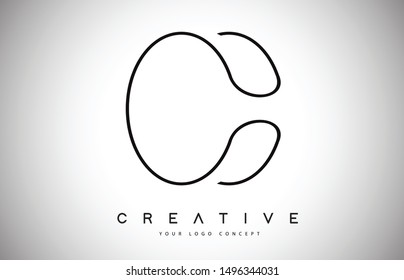 C Letter Logo Monogram Design. Creative C Letter Icon with Black Lines Vector Illustration.