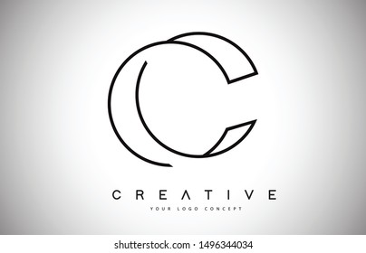 C Letter Logo Monogram Design. Creative C Letter Icon with Black Lines Vector Illustration.
