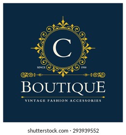c Letter logo, Monogram design elements, line art logo design. Beautiful Boutique Logo Designs, Business sign, Restaurant, Royalty, Cafe, Hotel, Heraldic, Jewelry, Fashion, Wine. Vector illustration