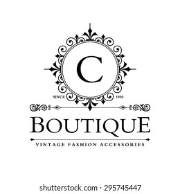 C Letter logo, Monogram design elements, line art logo design. Beautiful Boutique Logo Designs, Business sign, Restaurant, Royalty, Cafe, Hotel, Heraldic, Jewelry, Fashion, Wine. Vector illustration