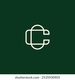 C letter logo with monogram line art design style