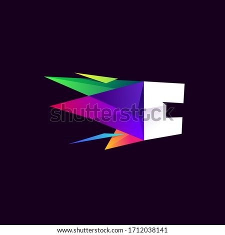 C letter logo in multicolor low poly style. Perfect icon for digital company, skylight identity, space advertising, etc.