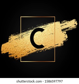 C letter logo with nice gold and black  background.C letter design for fashion house.