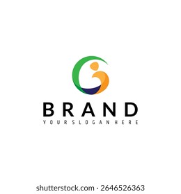 C letter logo with people in abstract 3d design style