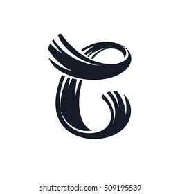 C letter logo script lettering. Vector elegant hand drawn letter. Typography for your logo, posters, invitations, cards. 