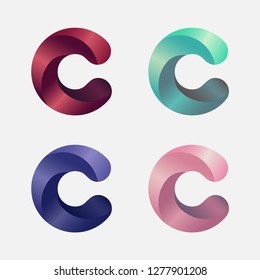 C Letter Logo Set. Gradient Icon.