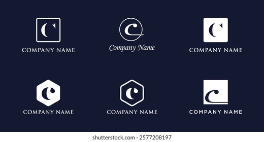 C Letter Logo Set Monogram style, bundle vector