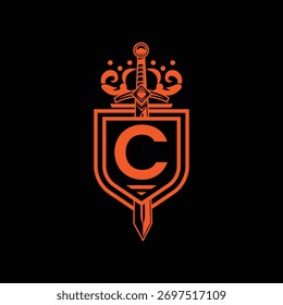 C letter Logo with Shield, C shield logo design template	