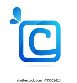 C letter logo in square with blue drops.