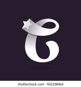 C letter logo with star. Vector vintage elements for posters, t-shirts and cards.