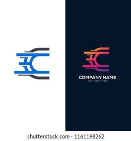 C letter logo tech design vector, minimalist line creative sign vector icon.