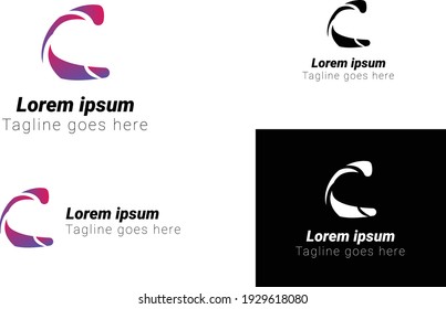 C-Buchstaben-Logo-Vorlage mit Farbverlustfarben 3d-c-Logo