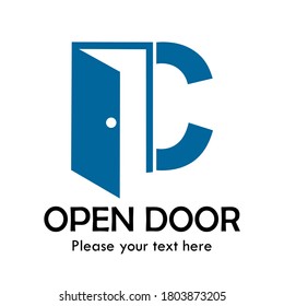 C Letter logo template illustration with door symbol. Suitable for architecture, room and interior. Also suitable for logo based alphabet.
