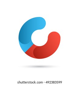 C letter logo template, magnet icon with north and south poles, 2d vector illustration, isolated on white background, eps 10