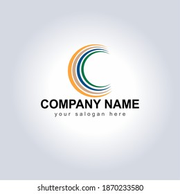 C Letter Logo Template vector icon design with Company Name and Slogan.