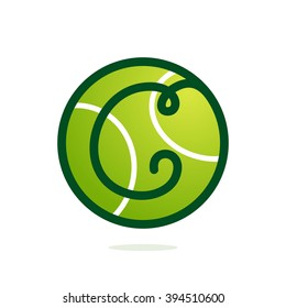 C letter logo with tennis ball. Font style, vector design template elements for your sport team or corporate identity.