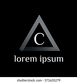 C letter logo with triangle border - vector (sign, symbol, icon, border)