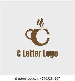C Letter Logo Vector with Cup