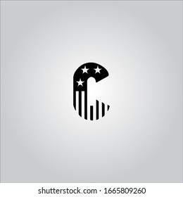 C letter logo with white background.The american style.Letter icon design.The black letter.
