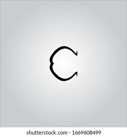 C letter logo with white background.The black women letter icon.The letter design.