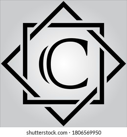 Logo de la letra C con fondo blanco.Icono de la letra negra.Este es el logo de la compañía.