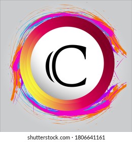 C letter logo with white background.The black letter icon.This is company logo.