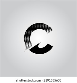 Logo des Briefes C. C-Logo auf weißem Hintergrund. Das ist das Logo eines schwarzen Briefes. Verwenden Sie das stylische Modelogo. Dekoratives Design.