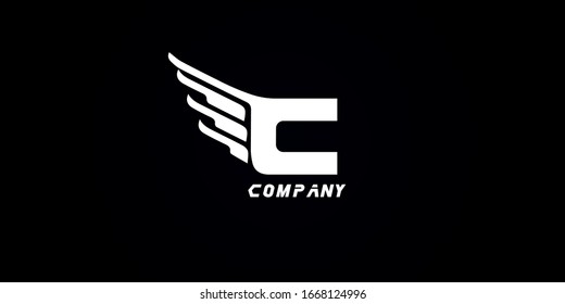 C letter logo with wings design vector for your company or brand