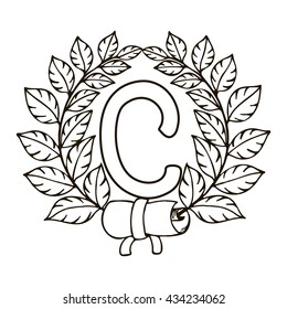 "C" - the letter logo. The letter in a wreath. Vector illustrations