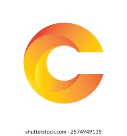 C letter logo in yellow and orange colors - vector.