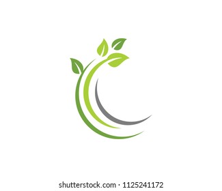 C Letter Logos of green Tree leaf ecology nature element vector