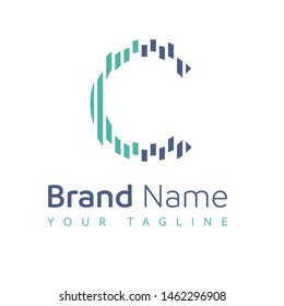 "C" Letter logotype in blue and green colors | | You can change colors and text