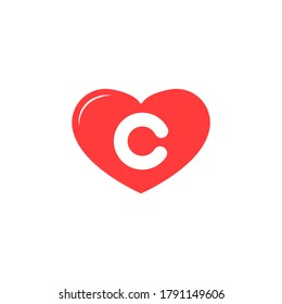 C letter love logo design.C letter love logo.Love letter logo.C letter heart logo