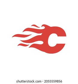 C Letter Lowercase Fire Flame Hot Stock Vector (Royalty Free ...